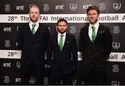 18 March 2018; In attendance from left are Aaron McCarey, Alan Judge and Jeff Hendrick during the 3 FAI International Awards at RTE Studios in Donnybrook, Dublin. Photo by Seb Daly/Sportsfile