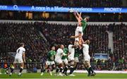 17 March 2018; Iain Henderson of Ireland wins a lineout from George Kruis of England during the NatWest Six Nations Rugby Championship match between England and Ireland at Twickenham Stadium in London, England. Photo by Brendan Moran/Sportsfile