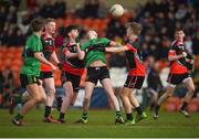 19 March 2018; Tiarnan Quinn of Holy Trinity in action against Cormac O'Kane of St Eunan's during the MacLarnon Cup Final match between St Eunan's College, Letterkenny and Holy Trinity, Cookstown at Athletic Grounds, in Armagh. Photo by Philip Fitzpatrick/Sportsfile