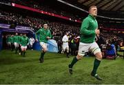 17 March 2018; Dan Leavy of Ireland, followed by James Ryan, runs out prior to the NatWest Six Nations Rugby Championship match between England and Ireland at Twickenham Stadium in London, England. Photo by Brendan Moran/Sportsfile