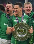 17 March 2018; Jonathan Sexton of Ireland with the Triple Crown trophy after the NatWest Six Nations Rugby Championship match between England and Ireland at Twickenham Stadium in London, England. Photo by Brendan Moran/Sportsfile