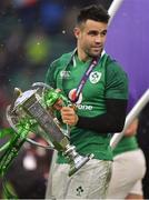 17 March 2018; Conor Murray of Ireland with the trophy after the NatWest Six Nations Rugby Championship match between England and Ireland at Twickenham Stadium in London, England. Photo by Brendan Moran/Sportsfile