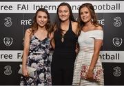 18 March 2018; Republic of Ireland Under 19 players Sadhbh Doyle, Tiegan Ruddy and Heather Payne prior to the 3 FAI International Awards at RTE Studios in Donnybrook, Dublin. Photo by Seb Daly/Sportsfile
