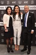 18 March 2018; Republic of Ireland Under 19 player Niamh Farrelly, with Geradine Boyle and atthew Farrelly prior to the 3 FAI International Awards at RTE Studios in Donnybrook, Dublin. Photo by Seb Daly/Sportsfile