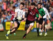 19 March 2018; Cormac Murphy of St. Mary's Grammar in action against Jack Haddock of St.Ronan's College during the MacRory Cup Final match between St Ronan's Lurgan and St. Mary's Grammar Magherafelt at Athletic Grounds, in Armagh. Photo by Philip Fitzpatrick/Sportsfile