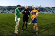 19 March 2018; Referee Alan Kelly performs the third coin-toss of the game with Limerick captain Declan Hannon and Clare captain Patrick O'Connor to decide which team will go first in the free-taking competition during the Allianz Hurling League Division 1 quarter-final match between Limerick and Clare at the Gaelic Grounds in Limerick.  Photo by Diarmuid Greene/Sportsfile