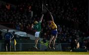 19 March 2018; Dan Morrissey of Limerick in action against Peter Duggan of Clare during the Allianz Hurling League Division 1 quarter-final match between Limerick and Clare at the Gaelic Grounds in Limerick.  Photo by Diarmuid Greene/Sportsfile