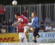 7 August 2003; Darragh Maguire of St Patrick's Athletic, in action against Mark Rooney of UCD during Eircom League Premier Division match betweem St Patrick's Athletic and UCD at Richmond Park in Dublin. Photo by Damien Eagers/Sportsfile