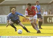 7 August 2003; Davy Byrne of St Patrick's Athletic, in action against Michael O'Donnell of UCD during Eircom League Premier Division match betweem St Patrick's Athletic and UCD at Richmond Park in Dublin. Photo by Damien Eagers/Sportsfile