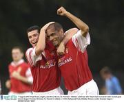 7 August 2003; Paul Osam of St Patrick's Athletic, right, celebrates with his team-mate Davy Byrne after scoring his side's second goal during Eircom League Premier Division match betweem St Patrick's Athletic and UCD at Richmond Park in Dublin. Photo by Damien Eagers/Sportsfile