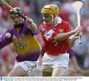 10 August 2003; Joe Deane of Cork, scores his sides first goal during the Guinness All-Ireland Senior Hurling Championship Semi-Final match between Cork and Wexford at Croke Park in Dublin. Photo by Damien Eagers/Sportsfile