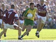 10 August 2003; Christy Toye of Donegal, in action against Kevin Brady, left, and Kevin Walsh of Galway, during the Bank of Ireland All-Ireland Senior Football Championship Quarter-Final replay match between Galway and Donegal at McHale Park in Castlebar, Co Mayo. Photo by David Maher/Sportsfile