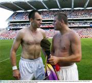 10 August 2003; Darragh Ryan of Wexford, left, with Diarmuid O'Sullivan of Cork after the final whistle of the Guinness All-Ireland Senior Hurling Championship Semi-Final match between Cork and Wexford at Croke Park in Dublin. Photo by Ray McManus/Sportsfile