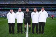 17 March 2018: Referee Colm Lyons and his officials prior to the AIB GAA Hurling All-Ireland Senior Club Championship Final match between Cuala and Na Piarsaigh at Croke Park in Dublin. Photo by Stephen McCarthy/Sportsfile