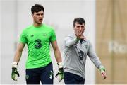 20 March 2018; Assistant manager Roy Keane and goalkeeper Kieran O'Hara during Republic of Ireland squad training at Regnum Sports Centre in Belek, Turkey. Photo by Stephen McCarthy/Sportsfile