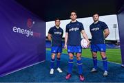 21 March 2018; Leinster Rugby and Energia have formally announced a 10 Year naming rights partnership that will see Donnybrook Stadium renamed Energia Park. Energia will be an official premium partner of Leinster Rugby including energy supply and efficiency and sustainability initiatives. Their naming rights deal for Energia Park takes effect immediately. Energia is one of Ireland’s leading and most competitive suppliers of electricity and gas. Energia Park has already this season hosted more than 250 school, club, All-Ireland League, Ireland Under 20s and Women’s internationals games and the Leinster Rugby Schools Junior Cup Final 2018. In attendance at the launch are Leinster players, from left, Jordan Larmour, Joey Carbery and Robbie Henshaw. Photo by Ramsey Cardy/Sportsfile