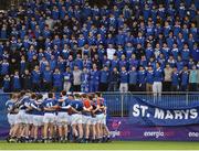 21 March 2018; St Mary's College players make a huddle in front of their supporters during the Bank of Ireland Leinster Schools Junior Cup Final match between St Mary’s College and Blackrock College at Energia Park in Dublin. Photo by Seb Daly/Sportsfile