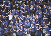 21 March 2018; St Mary’s College supporters celebrate following their side's first try during the Bank of Ireland Leinster Schools Junior Cup Final match between St Mary’s College and Blackrock College at Energia Park in Dublin. Photo by Seb Daly/Sportsfile