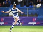 21 March 2018; Michael Moloney of Blackrock College kicks a conversion during the Bank of Ireland Leinster Schools Junior Cup Final match between St Mary’s College and Blackrock College at Energia Park in Dublin. Photo by Seb Daly/Sportsfile