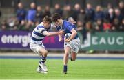 21 March 2018; Barra O'Loughlin of St Mary's College is tackled by Michael Moloney of Blackrock College during the Bank of Ireland Leinster Schools Junior Cup Final match between St Mary's College and Blackrock College at Energia Park in Dublin. Photo by Daire Brennan/Sportsfile