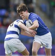 21 March 2018; Barra O'Loughlin of St Mary's College is tackled by Michael Moloney of Blackrock College during the Bank of Ireland Leinster Schools Junior Cup Final match between St Mary's College and Blackrock College at Energia Park in Dublin. Photo by Daire Brennan/Sportsfile