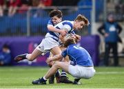21 March 2018; Michael Nealon of Blackrock College is tackled by Barra O’Loughlin and Robert Nolan of St Mary's College during the Bank of Ireland Leinster Schools Junior Cup Final match between St Mary’s College and Blackrock College at Energia Park in Dublin. Photo by Seb Daly/Sportsfile