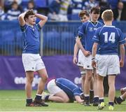 21 March 2018; John Kennedy of St Mary's College, left, reacts following his side's defeat during the Bank of Ireland Leinster Schools Junior Cup Final match between St Mary’s College and Blackrock College at Energia Park in Dublin. Photo by Seb Daly/Sportsfile