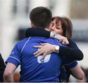 21 March 2018; St Mary's College captain Adam Mulvihill embraces his mother Julie after the Bank of Ireland Leinster Schools Junior Cup Final match between St Mary's College and Blackrock College at Energia Park in Dublin. Photo by Daire Brennan/Sportsfile
