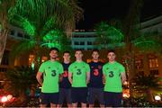 21 March 2018; Uncapped Republic of Ireland players, from left, Derrick Williams, Declan Rice, Darragh Lenihan, Kieran O'Hara and Enda Stevens pose for a picture at the team hotel in Belek, Turkey. Photo by Stephen McCarthy/Sportsfile