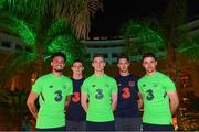 21 March 2018; Uncapped Republic of Ireland players, from left, Derrick Williams, Declan Rice, Darragh Lenihan, Kieran O'Hara and Enda Stevens pose for a picture at the team hotel in Belek, Turkey. Photo by Stephen McCarthy/Sportsfile