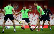 22 March 2018; Seamus Coleman, centre, tries to stop a pass from David Meyler during a Republic of Ireland training session at Antalya Stadium in Antalya, Turkey. Photo by Stephen McCarthy/Sportsfile