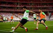 22 March 2018; Derrick Williams and Shane Long, right, during a Republic of Ireland training session at Antalya Stadium in Antalya, Turkey. Photo by Stephen McCarthy/Sportsfile