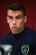 22 March 2018; Republic of Ireland's Seamus Coleman during a press conference at Antalya Stadium in Antalya, Turkey. Photo by Stephen McCarthy/Sportsfile