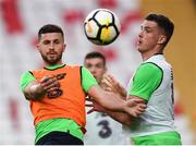 22 March 2018; Ciaran Clark, right, and Shane Long during a Republic of Ireland training session at Antalya Stadium in Antalya, Turkey. Photo by Stephen McCarthy/Sportsfile
