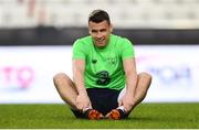 22 March 2018; Seamus Coleman stretches after a Republic of Ireland training session at Antalya Stadium in Antalya, Turkey. Photo by Stephen McCarthy/Sportsfile