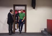 22 March 2018; Manager Martin O'Neill and Seamus Coleman arrive for a press conference at Antalya Stadium in Antalya, Turkey. Photo by Stephen McCarthy/Sportsfile