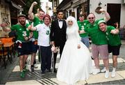 23 March 2018; Republic of Ireland supporters in Antalya pose for a photo with a bride and groom prior to their International Friendly match against Turkey at Antalya Stadium in Turkey. Photo by Stephen McCarthy/Sportsfile