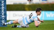 23 March 2018; Liam McMahon of Blackrock College scores his side's fourth try during the Bank of Ireland Leinster Schools Senior Cup Final match between Belvedere College and Blackrock College at the RDS Arena in Ballsbridge, Dublin. Photo by Ramsey Cardy/Sportsfile