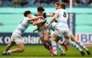 23 March 2018; Matthew Grogan of Belvedere College is tackled by James Tarrant, left, and Liam Turner of Blackrock College during the Bank of Ireland Leinster Schools Senior Cup Final match between Belvedere College and Blackrock College at the RDS Arena in Ballsbridge, Dublin. Photo by Ramsey Cardy/Sportsfile