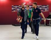 23 March 2018; David Meyler, left, and Alex Pearce of Republic of Ireland arrive prior to the International Friendly match between Turkey and Republic of Ireland at Antalya Stadium in Antalya, Turkey. Photo by Stephen McCarthy/Sportsfile