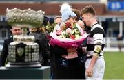 23 March 2018; David Hawkshaw of Belvedere College is consoled by the mother of Blackrock College captain, Julie Hamilton, following the Bank of Ireland Leinster Schools Senior Cup Final match between Belvedere College and Blackrock College at the RDS Arena in Ballsbridge, Dublin. Photo by Ramsey Cardy/Sportsfile