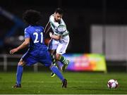 23 March 2018; Greg Bolger of Shamrock Rovers in action against Bastien Héry of Waterford during the SSE Airtricity League Premier Division match between Waterford and Shamrock Rovers at the RSC in Waterford.  Photo by Seb Daly/Sportsfile
