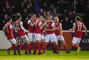 23 March 2018; Ian Bermingham of St Patrick's Athletic, centre, celebrates with team-mates after scoring his side's first goal during the SSE Airtricity League Premier Division match between St Patrick's Athletic and Limerick at Richmond Park in Dublin.  Photo by Piaras Ó Mídheach/Sportsfile