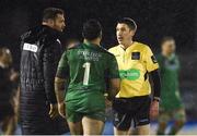 23 March 2018; Denis Buckley of Connacht with referee George Clancy after the Guinness PRO14 Round 18 match between Connacht and Edinburgh at the Sportsground in Galway. Photo by Diarmuid Greene/Sportsfile