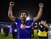 23 March 2018; Bastien Héry of Waterford celebrates following his side's victory during the SSE Airtricity League Premier Division match between Waterford and Shamrock Rovers at the RSC in Waterford.  Photo by Seb Daly/Sportsfile