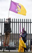 24 March 2018; Tom Boland and Alice Benson, age 11, from Killinick, Co Wexford, put Wexford flags up around Innovate Wexford Park ahead of the Allianz Hurling League Division 1 quarter-final match between Wexford and Galway at Innovate Wexford Park in Wexford. Photo by Sam Barnes/Sportsfile