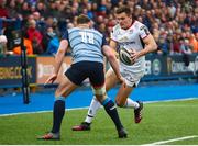 24 March 2018; Jacob Stockdale of Ulster takes on Owen Lane of Cardiff Blues during the Guinness PRO14 Round 18 match between Cardiff Blues and Ulster at Cardiff Arms Park in Cardiff, Wales. Photo by Darren Griffiths/Sportsfile