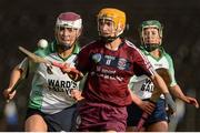 24 March 2018; Tina Hannon of Slaughtneil in action against Kate Gallagher of Sarsfields during the AIB All-Ireland Senior Club Camogie Final match between Sarsfields and Slaughtneil at St Tiernach's Park in Clones, Monaghan. Photo by Oliver McVeigh/Sportsfile