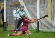24 March 2018; Shannon Graham of Slaughtneil takes a shot on goal during the AIB All-Ireland Senior Club Camogie Final match between Sarsfields and Slaughtneil at St Tiernach's Park in Clones, Monaghan. Photo by Oliver McVeigh/Sportsfile