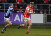 24 March 2018; Mark Schutte of Cuala gets past Jerome Boylan of Na Piarsaigh to scores his side's second goal during the AIB GAA Hurling All-Ireland Senior Club Championship Final replay match between Cuala and Na Piarsaigh at O'Moore Park in Portlaoise, Laois. Photo by Piaras Ó Mídheach/Sportsfile